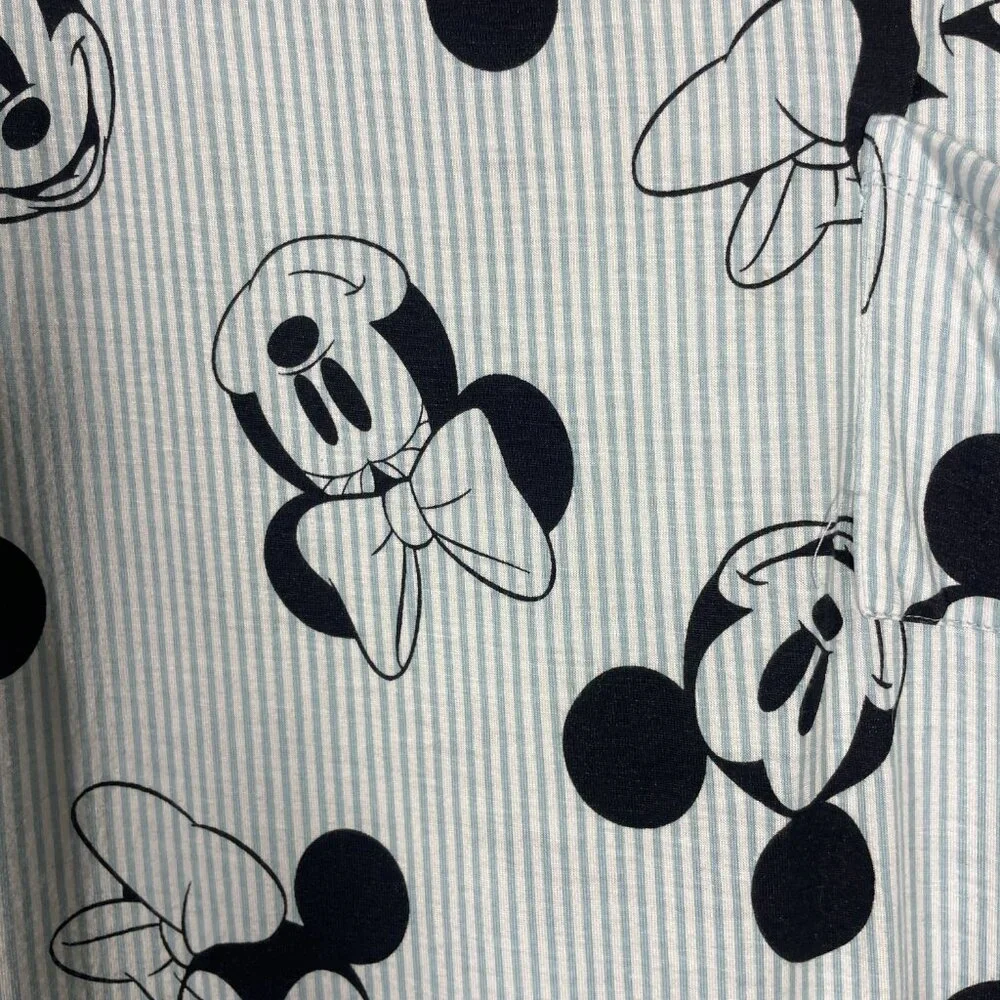 Disney Mickey/Minnie Mouse Blue Striped Top & Shorts Pajama Set SZ Medium! - Picture 2 of 7